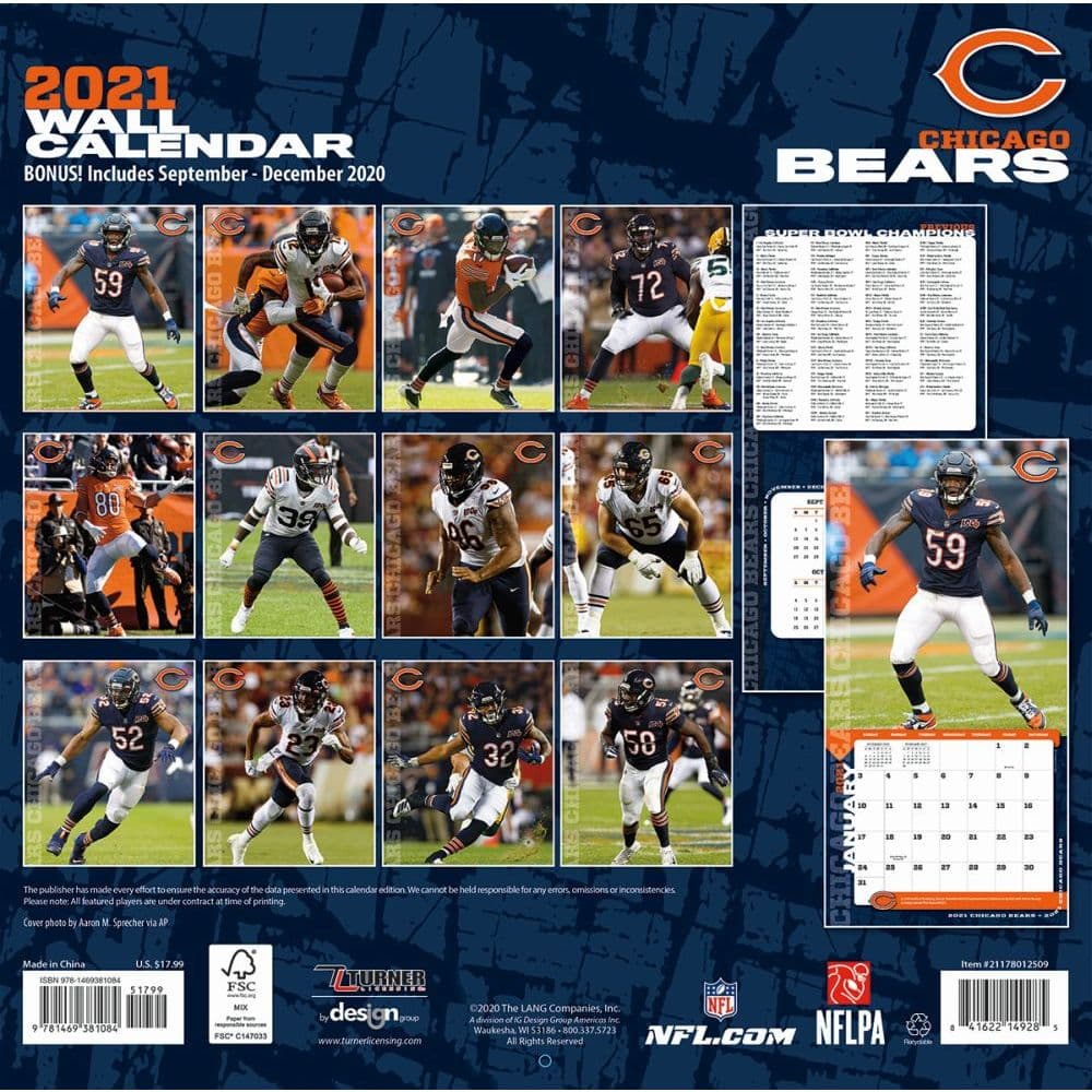 Chicago Bears Calendar 2022: January 2022 - December 2022 OFFICIAL Squared  Monthly Calendar, 12 Months