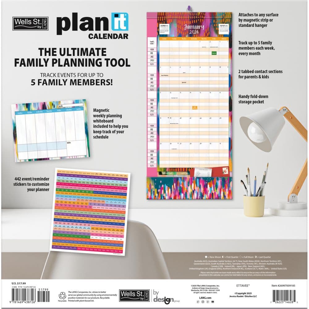 EttaVee Plan It 2026 Wall Calendar Organizer_ALT2