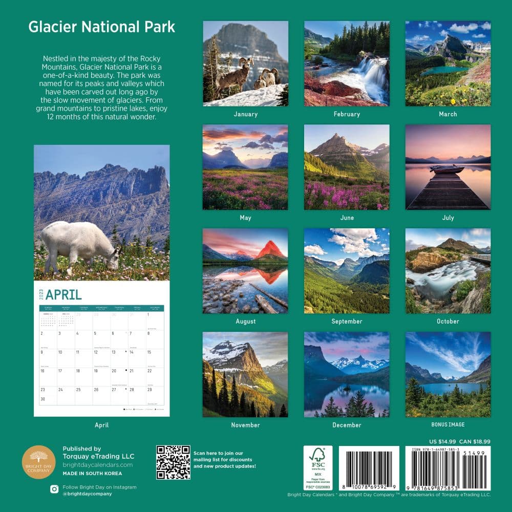 Glacier-National-Park-2023-Wall-Calendar - Calendars.com