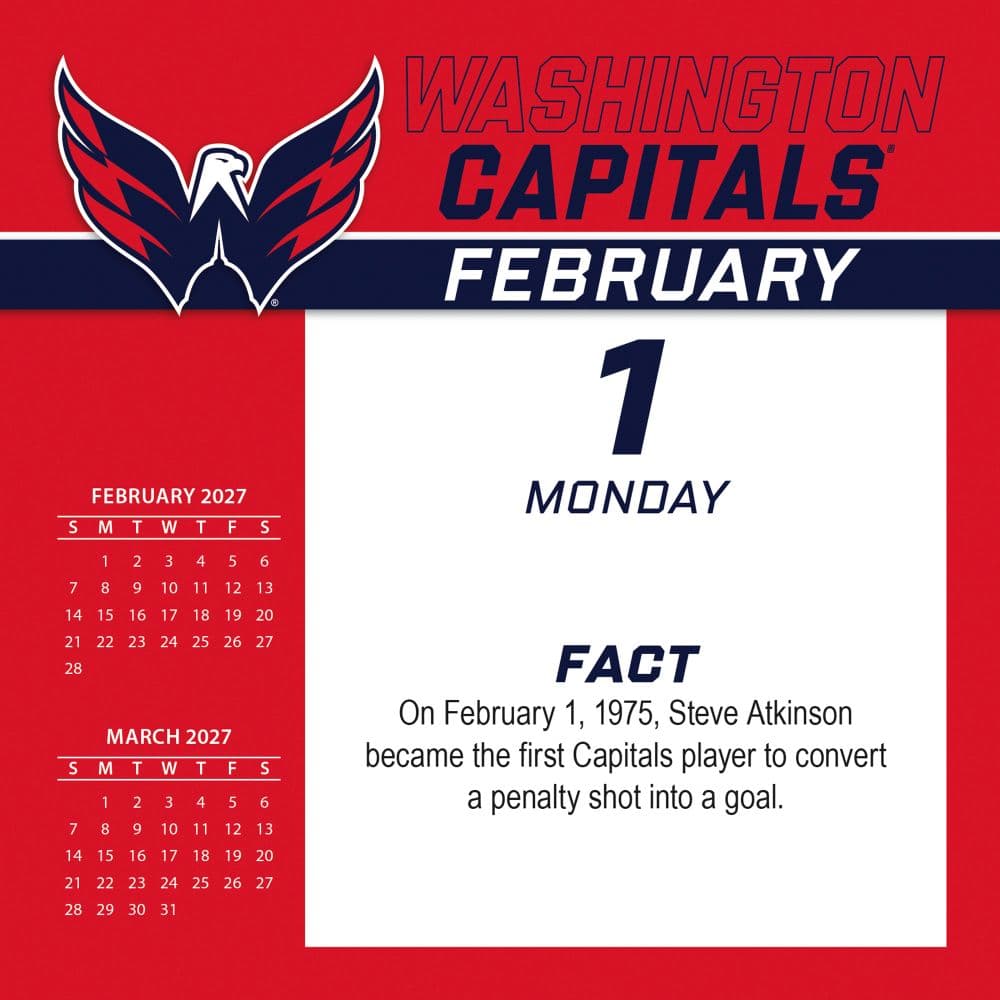 NHL Washington Capitals 2027 Desk Calendar Second Alternate Image