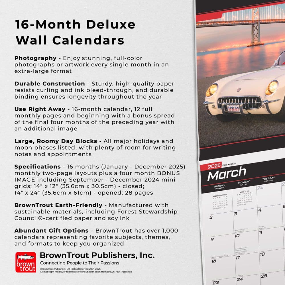 Corvette Deluxe 2025 Wall Calendar Fourth Alternate Image width=&quot;1000&quot; height=&quot;1000&quot;