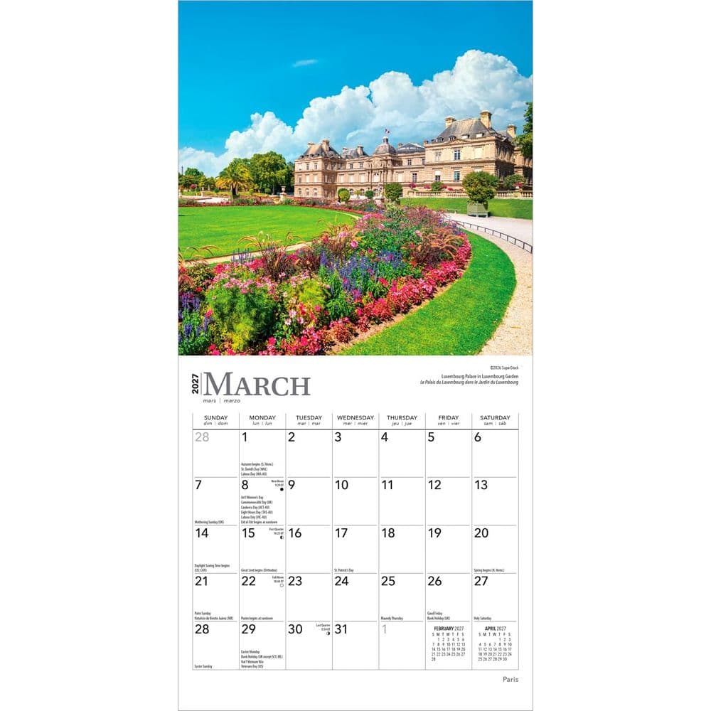 Paris 2027 Mini Wall Calendar Second Alternate Image