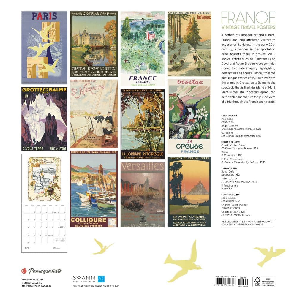 France Vintage Travel 2025 Wall Calendar First Alternate Image width="1000" height="1000"