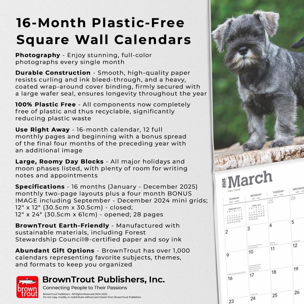 Schnauzer Puppies 2025 Wall Calendar Fifth Alternate Image