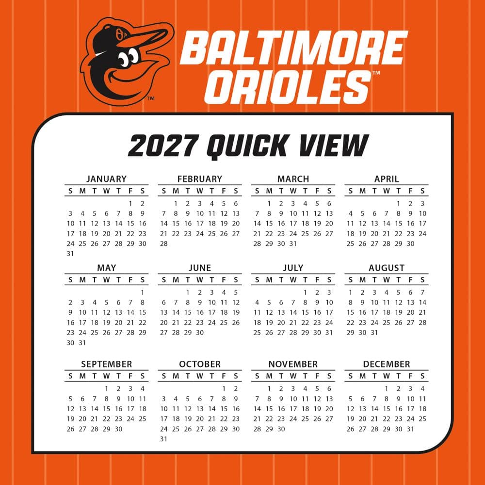 MLB Baltimore Orioles 2027 Desk Calendar Fourth Alternate Image