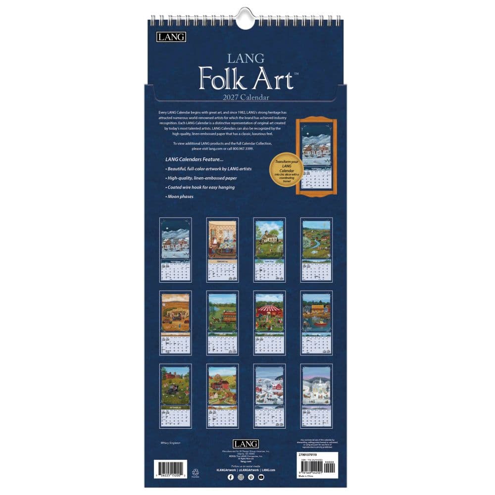 Lang Folk Art 2027 Vertical Wall Calendar by Mary Singleton Fifth Alternate Image