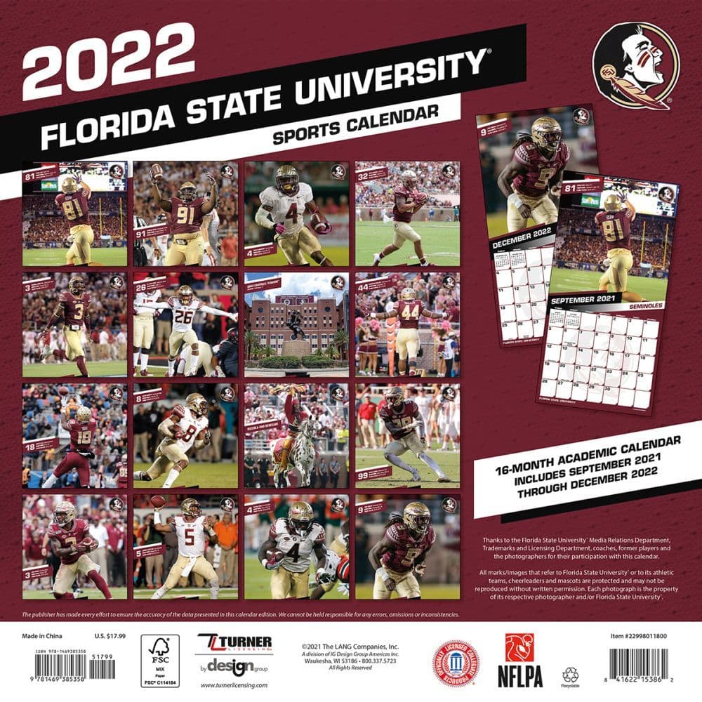 Florida State University Calendar 2022 Florida State Seminoles 2022 Wall Calendar - Calendars.com