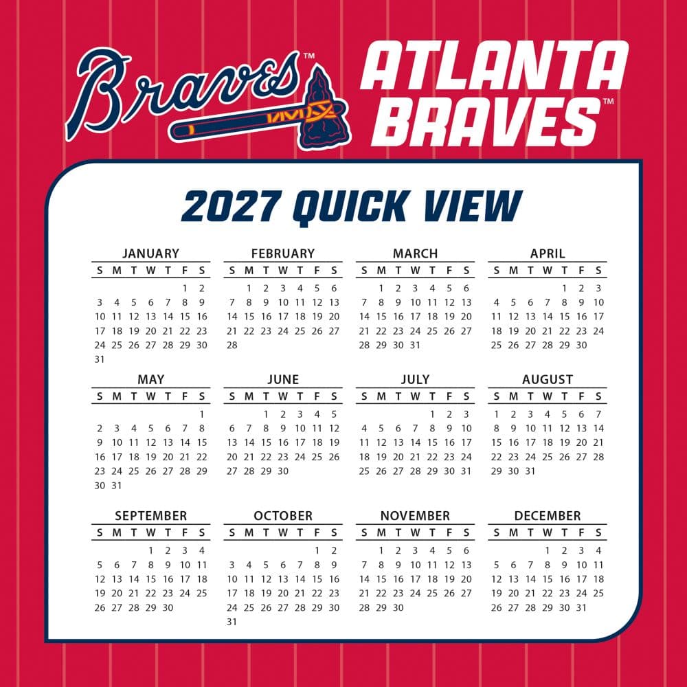 MLB Atlanta Braves 2027 Desk Calendar Fourth Alternate Image