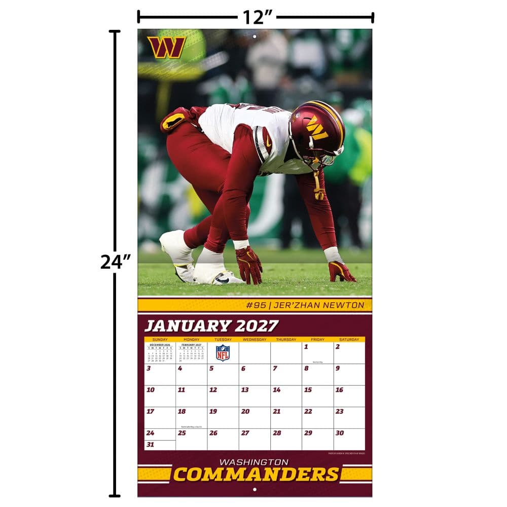 NFL Washington Commanders Football Team 2027 Wall Calendar Fourth Alternate Image