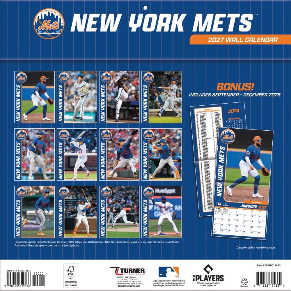 MLB New York Mets 2027 Wall Calendar First Alternate Image