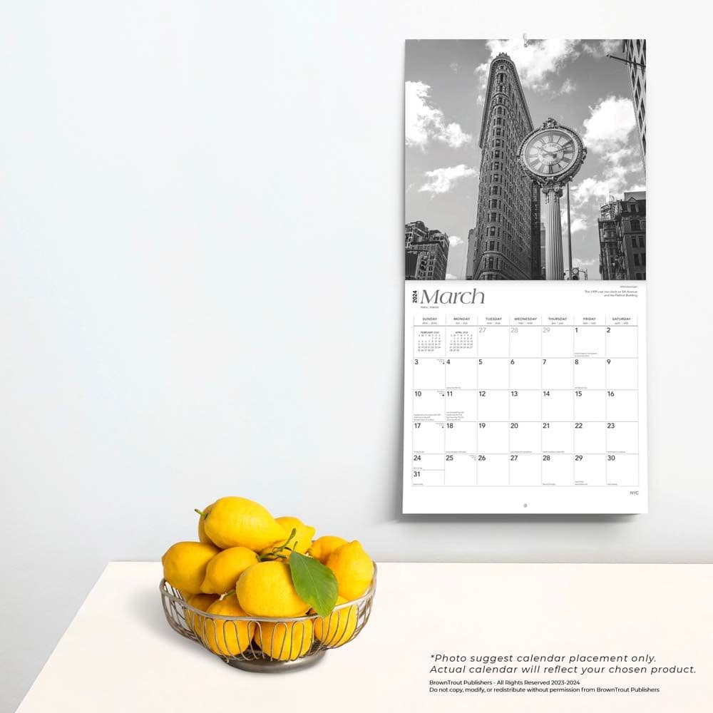 New York City Black and White 2024 Wall Calendar