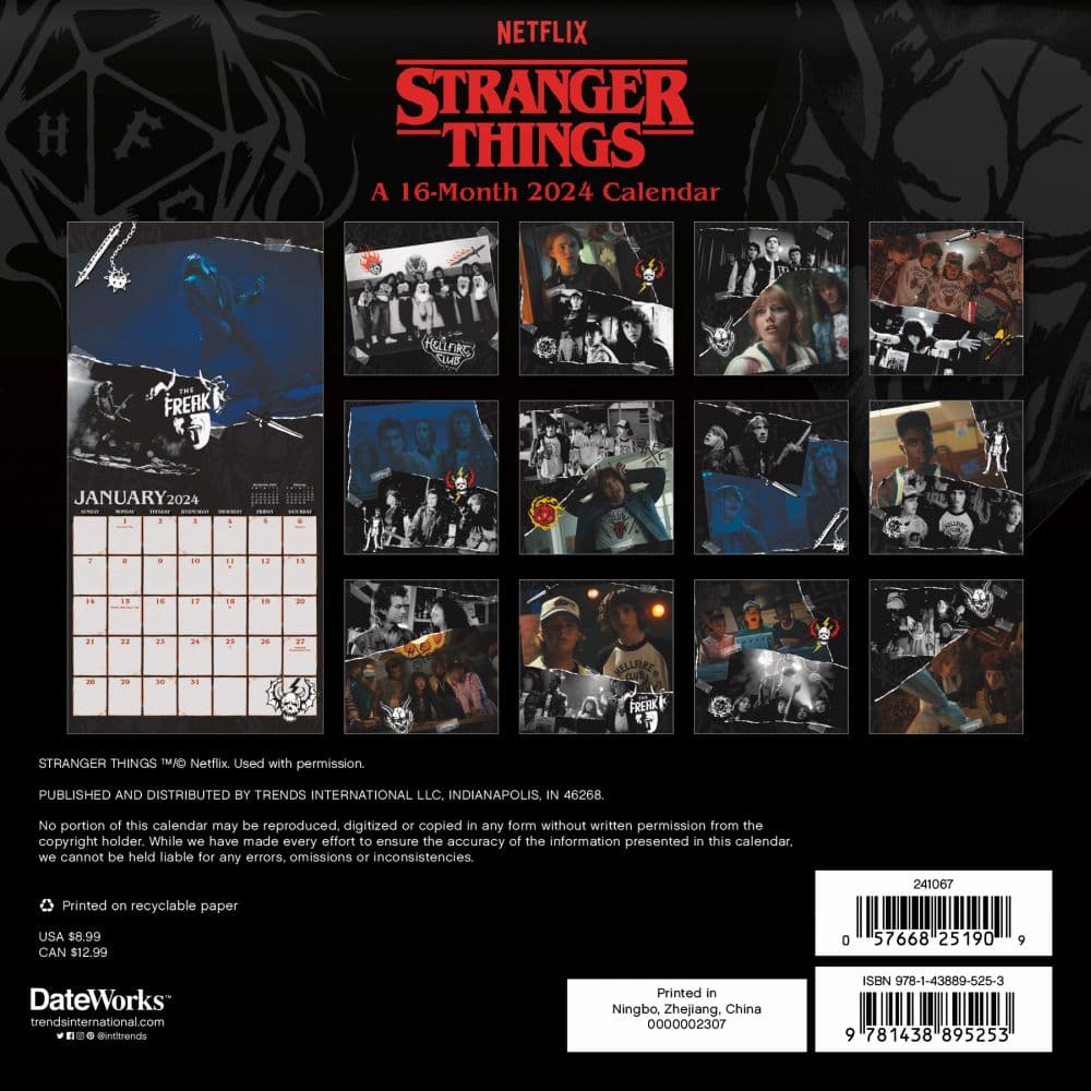 Stranger Things 2024 Mini Wall Calendar