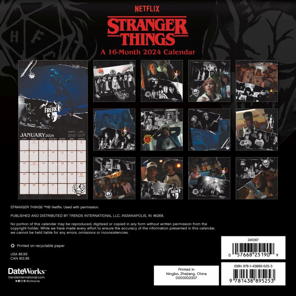 Stranger Things 2024 Mini Wall Calendar Alternate Image 2