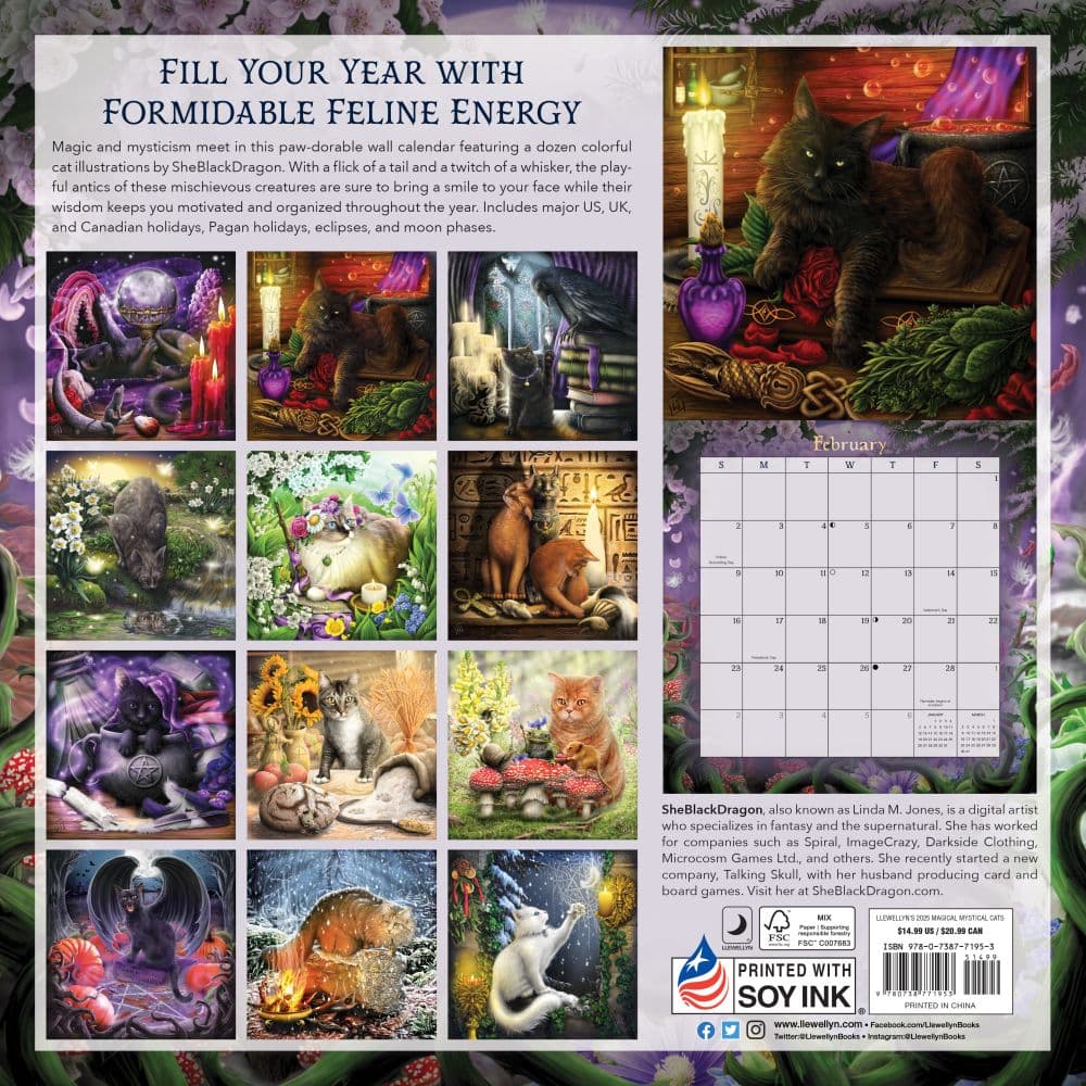 Magical Mystical Cats 2025 Wall Calendar Third Alternate Image width="1000" height="1000"