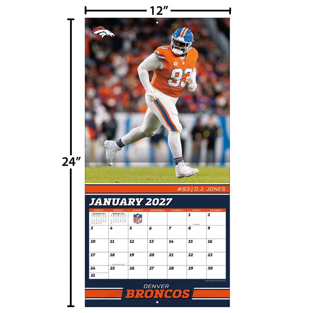 NFL Denver Broncos 2027 Wall Calendar Fourth Alternate Image