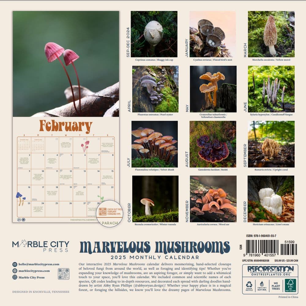 Marvelous Mushrooms 2025 Wall Calendar First Alternate Image width="1000" height="1000"