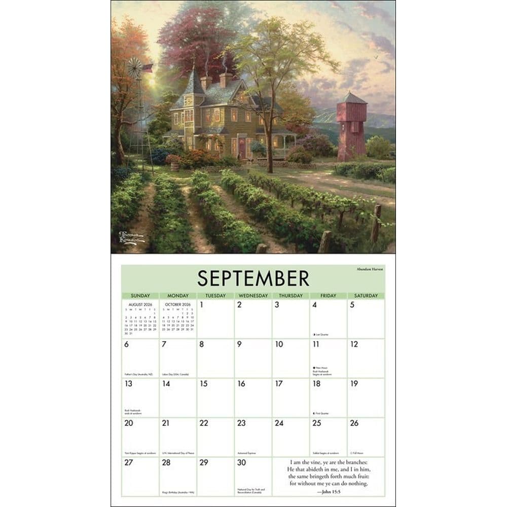 Thomas Kinkade Painter of Light with Scripture 2026 Wall Calendar Second Alternate Image