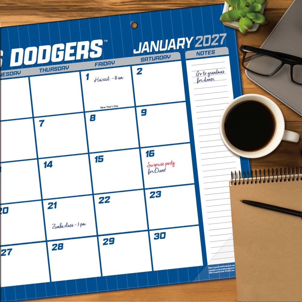 MLB Los Angeles Dodgers Small 2027 Desk Pad Fourth Alternate Image