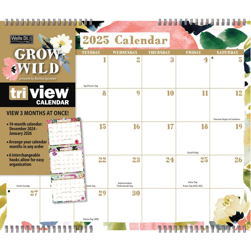 Grow Wild Triview 2025 Wall Calendar