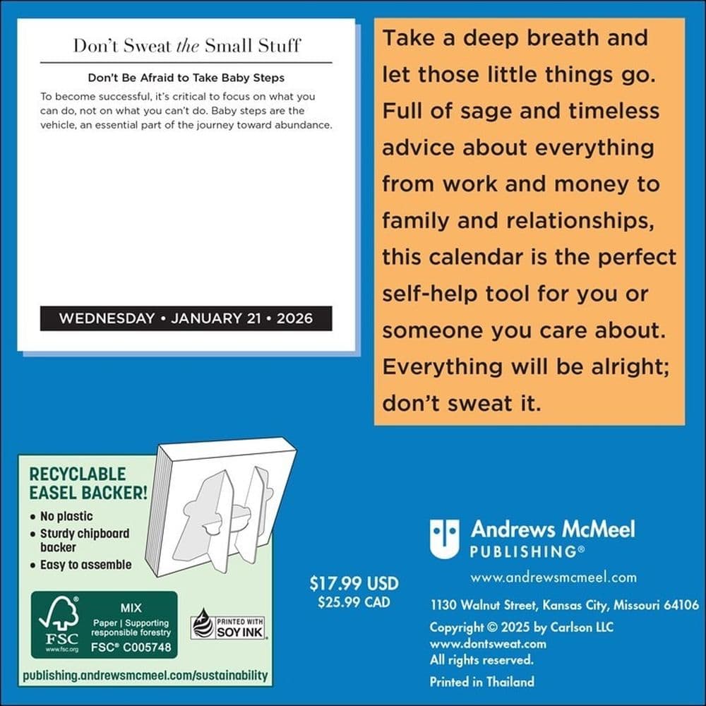 Dont Sweat the Small Stuff 2026 Desk Calendar First Alternate Image