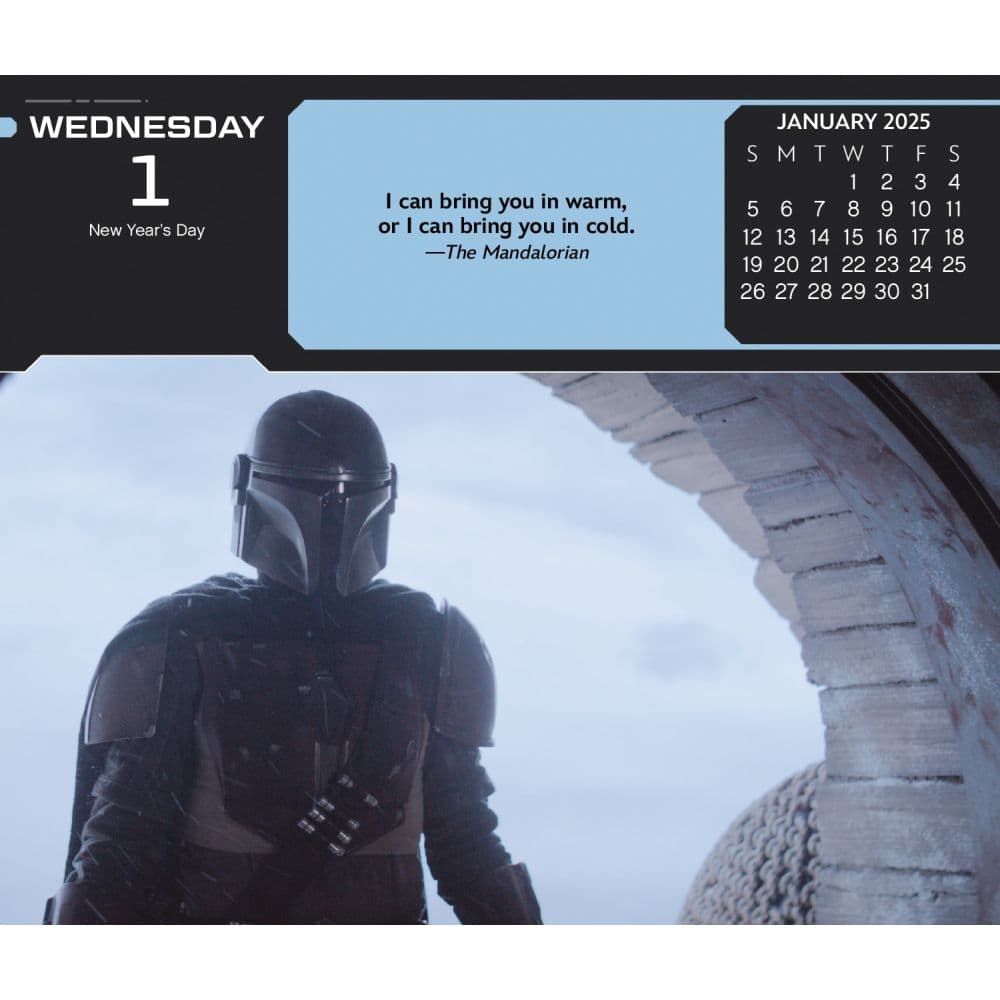 Mandalorian The Child Star Wars 2025 Desk Calendar
