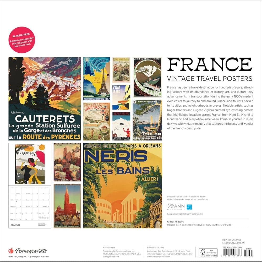 France Vintage Travel Posters 2027 Wall Calendar First Alternate Image