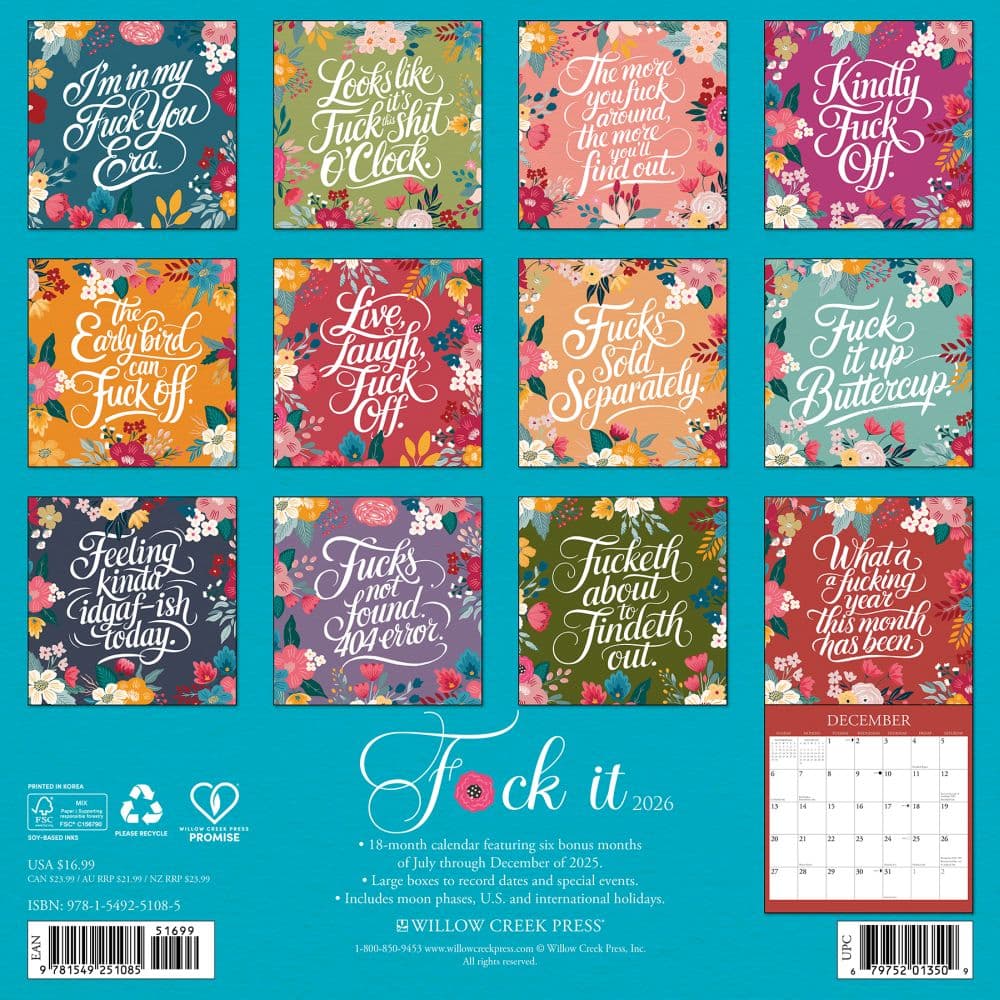 Fck It Floral 2026 Wall Calendar First Alternate Image