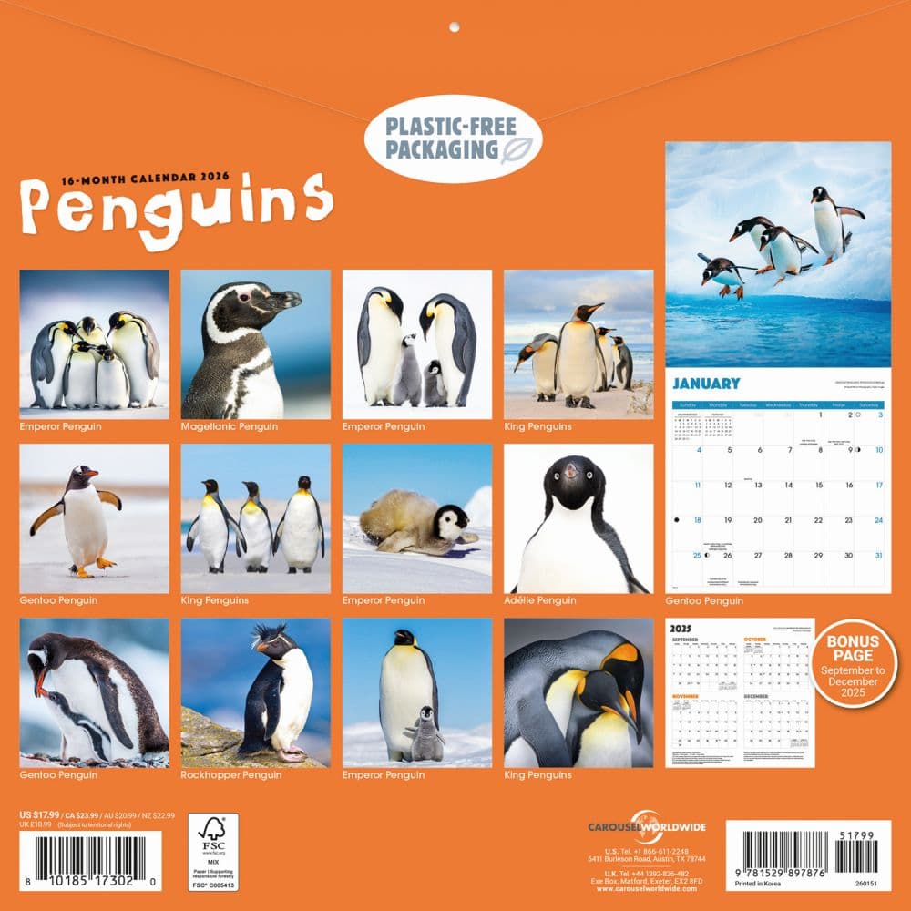 Penguins 2026 Wall Calendar First Alternate Image