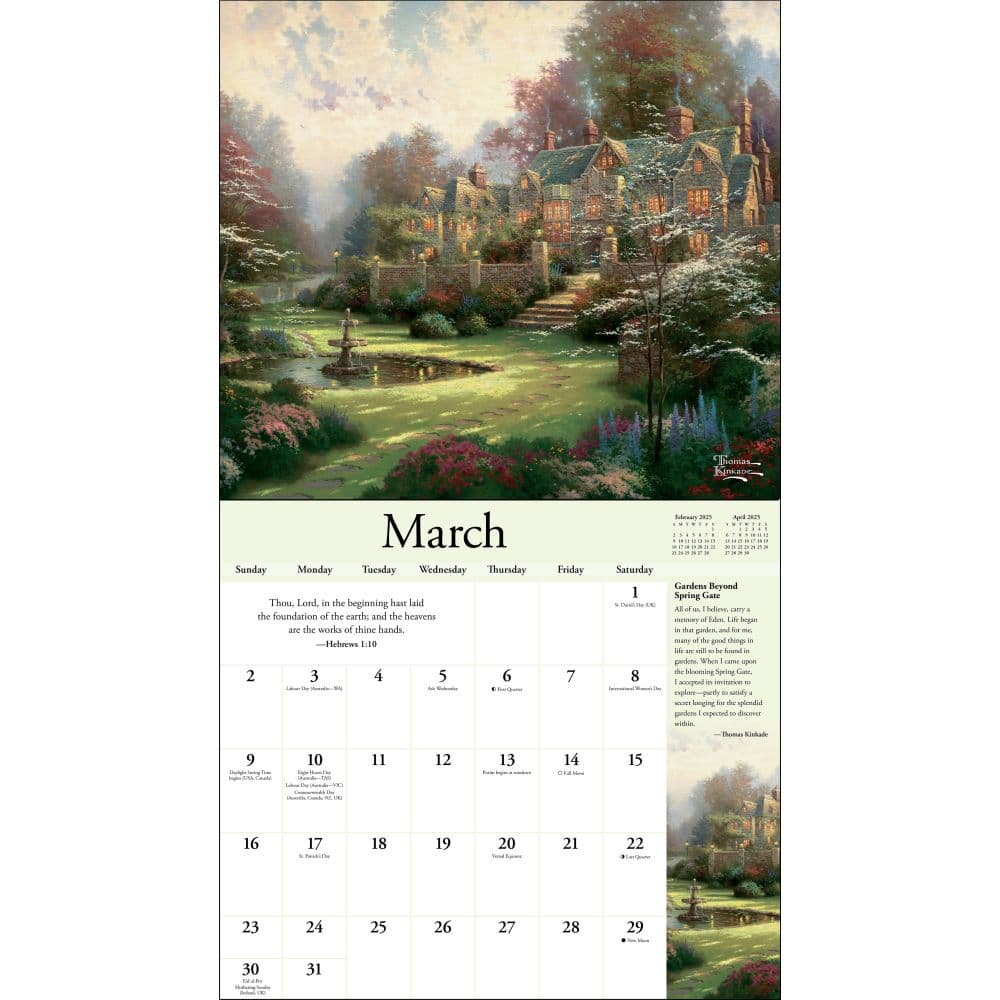 Kinkade Collectors Edition with Scripture 2025 Wall Calendar March View