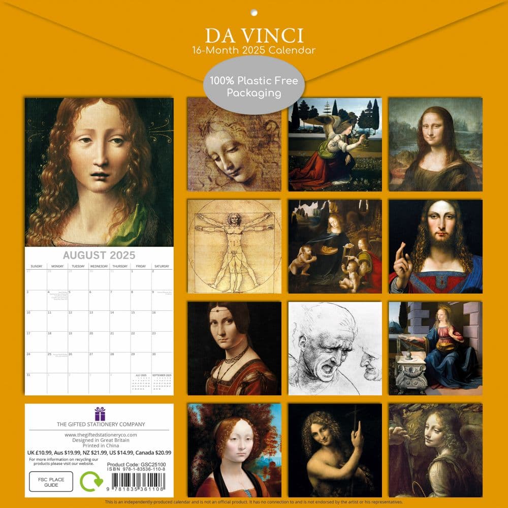 Leonardo and Michelangelo 2025 Wall Calendar