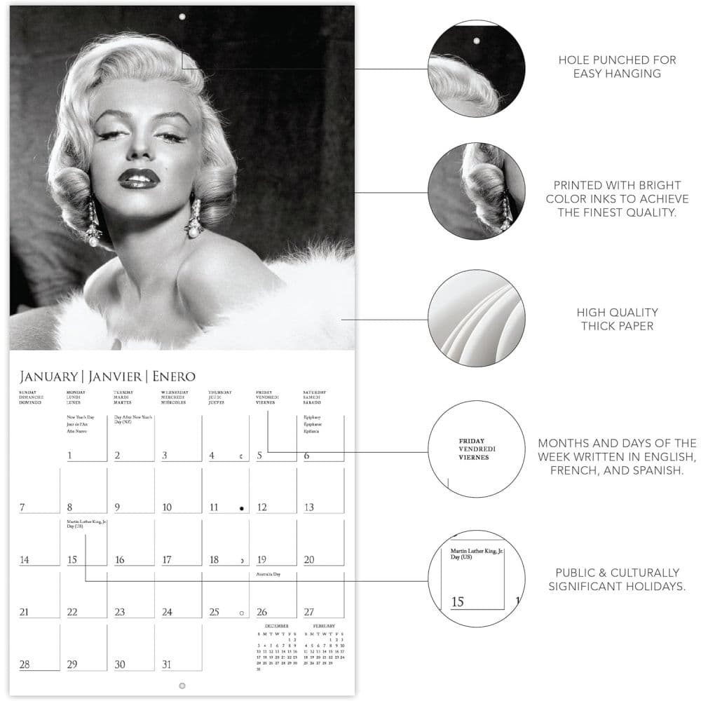 Marilyn Monroe 2024 Mini Wall Calendar Fourth Alternate Image width=&quot;1000&quot; height=&quot;1000&quot;