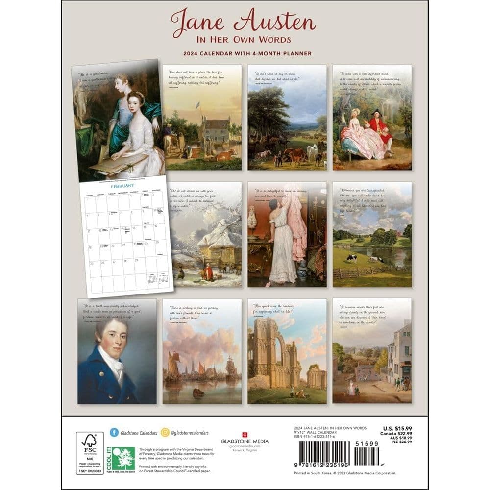 Jane Austen In her Own Words 2024 Wall Calendar First Alternate Image width=&quot;1000&quot; height=&quot;1000&quot;