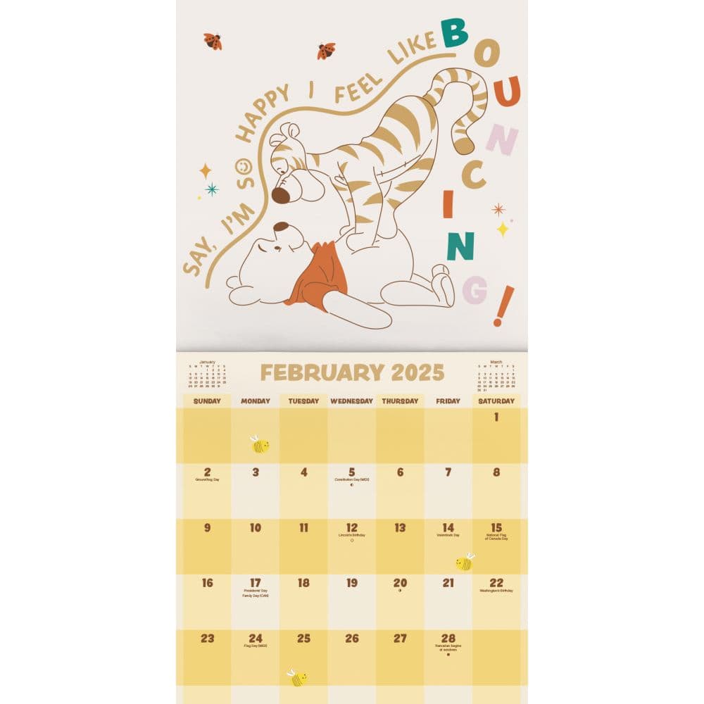 Agenda Winnie L'Ourson 2025 - Calendrier Carré Mensuel Avec Autocollants