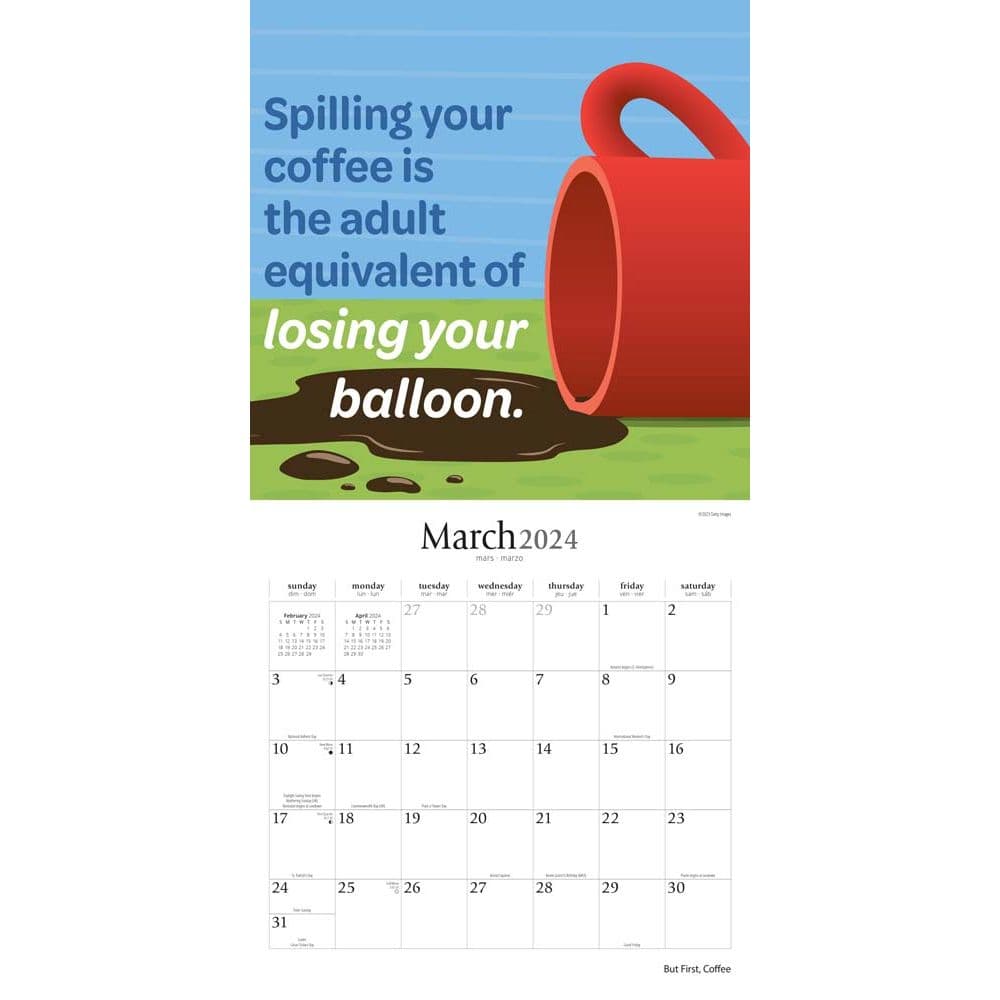 But First Coffee 2024 Wall Calendar