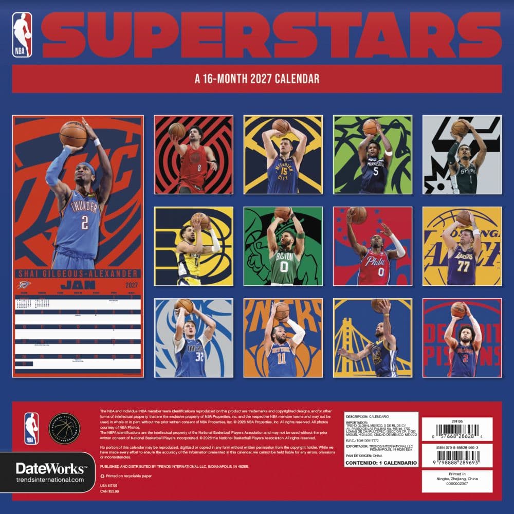 NBA Superstars 2027 Wall Calendar First Alternate Image
