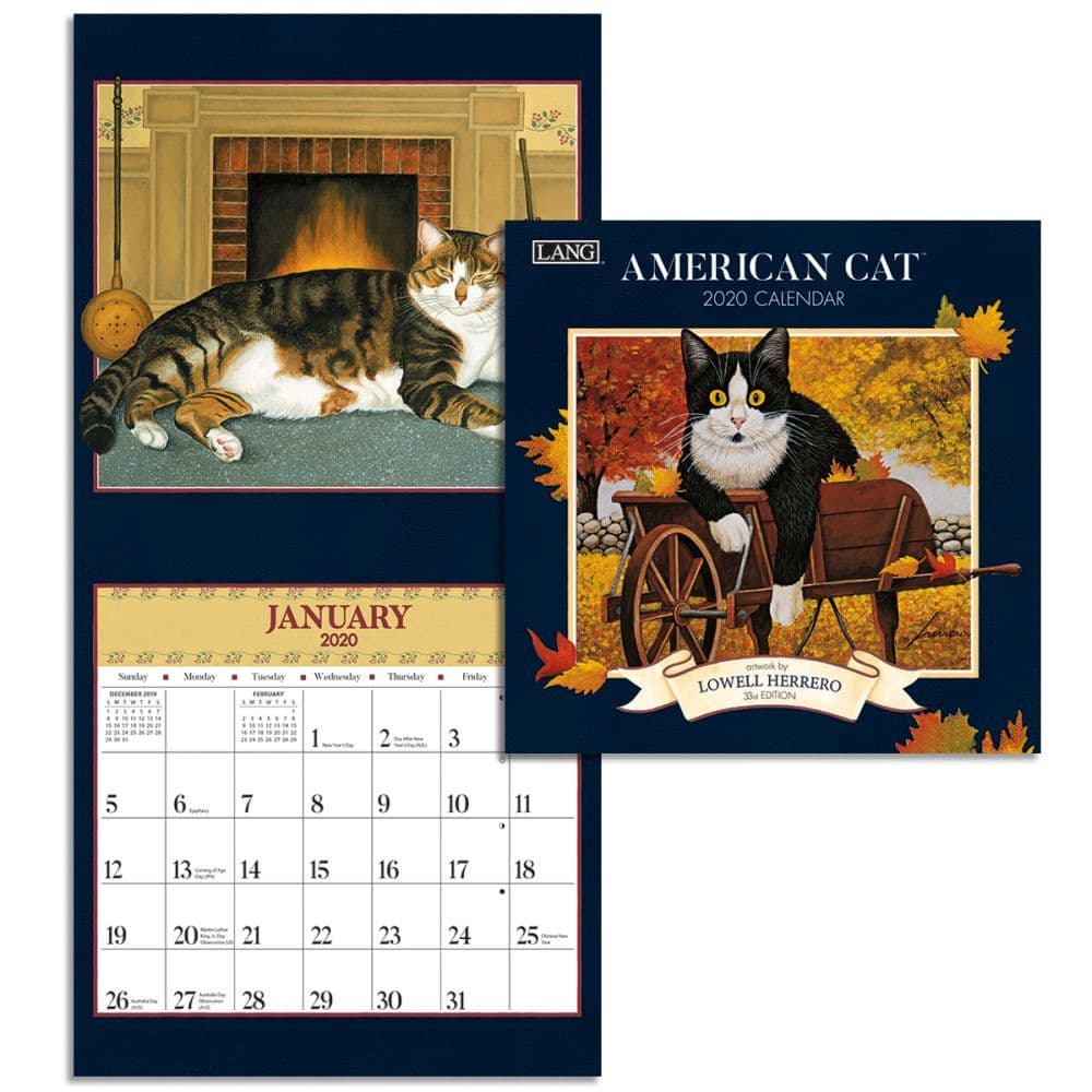 American Cat Mini Wall Calendar by Lowell Herrero