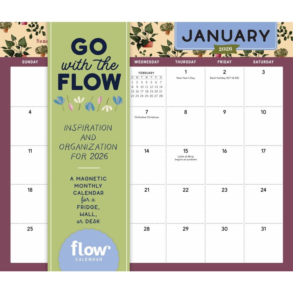 Go With the Flow 2026 Magnetic Wall Calendar Main Image