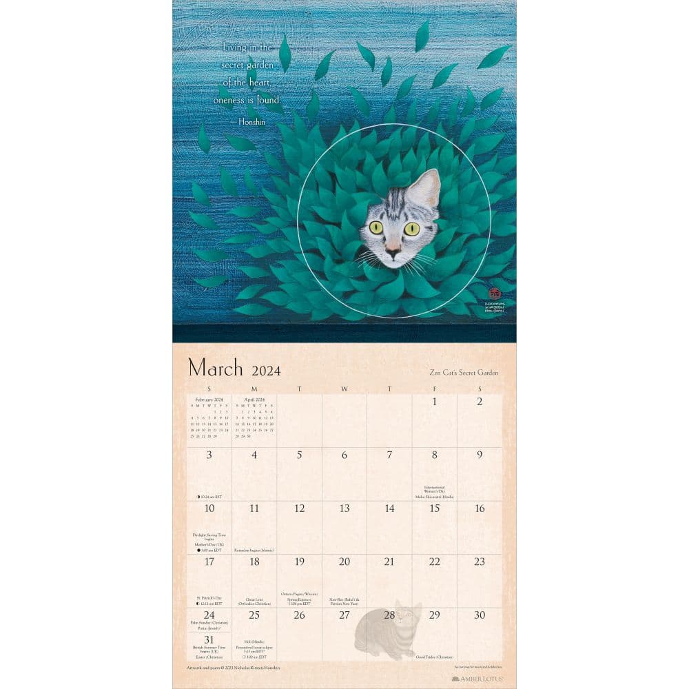 Zen Cat 2024 Wall Calendar interior 2