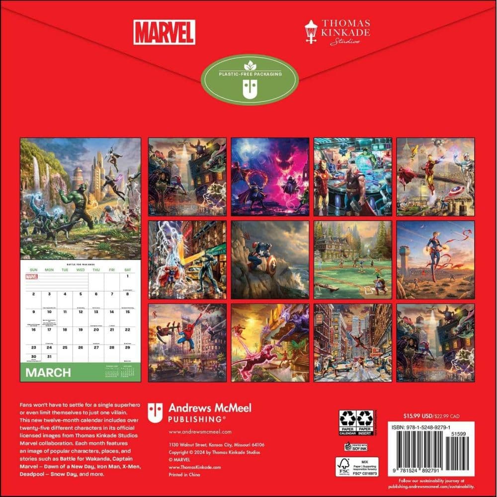 Kinkade Marvel 2025 Wall Calendar First Alternate Image