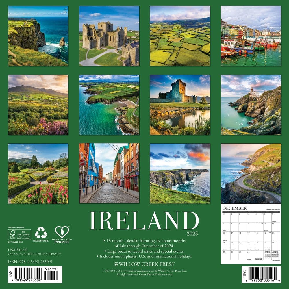 Ireland 2025 Wall Calendar