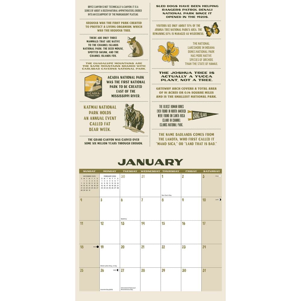 National Park Trivia 2026 Wall Calendar Second Alternate Image