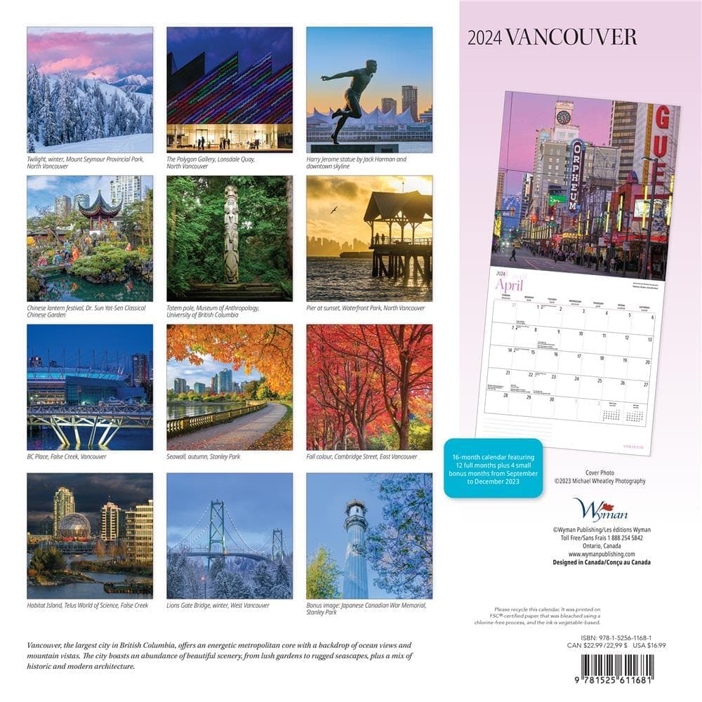 Vancouver 2024 Wall Calendar back