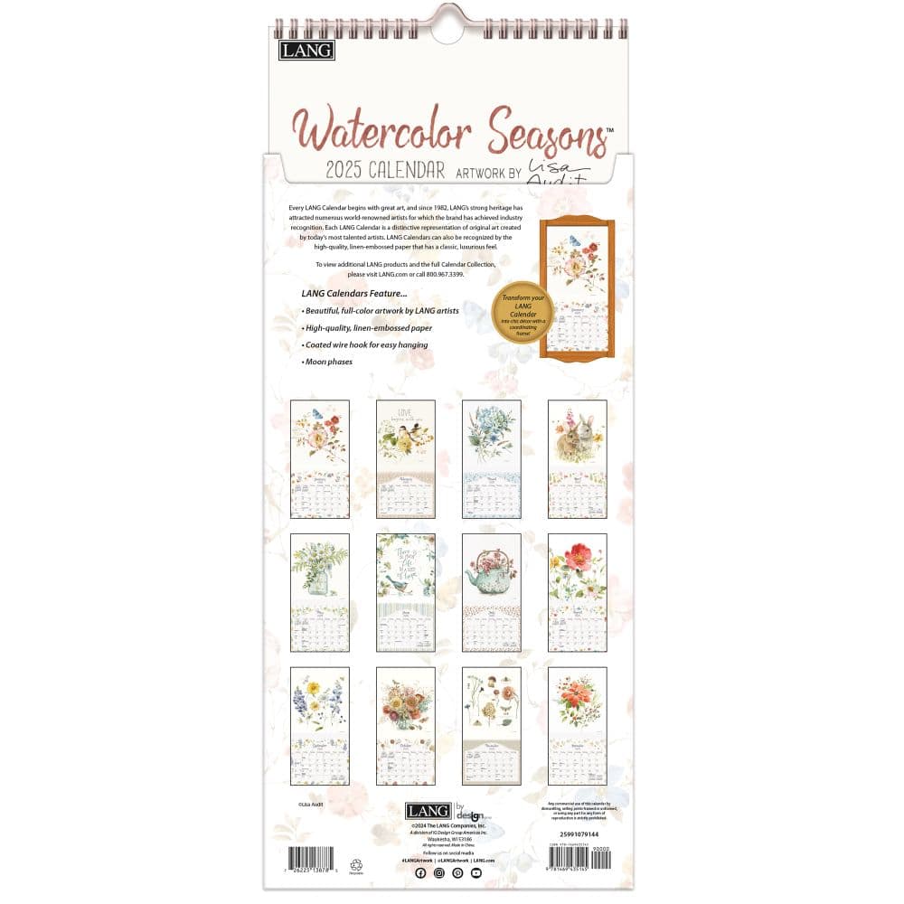 Watercolor Seasons 2025 Vertical Wall Calendar by Lisa Audit_ALT3