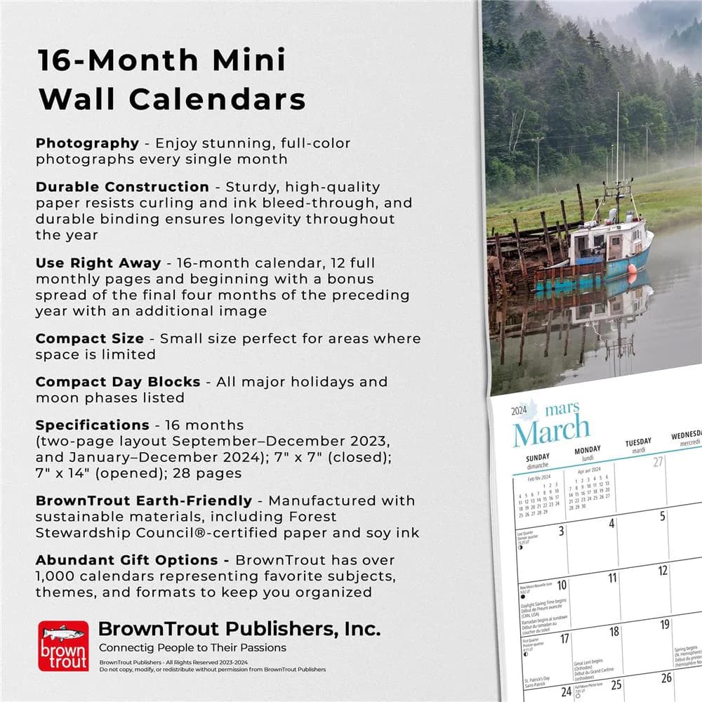 Canada 2024 Mini Wall Calendar features
