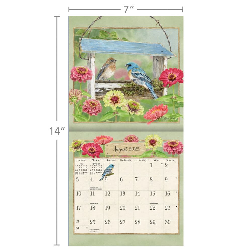 Birds in the Garden by Jane Shasky 2025 Mini Wall Calendar Fifth Alternate Image