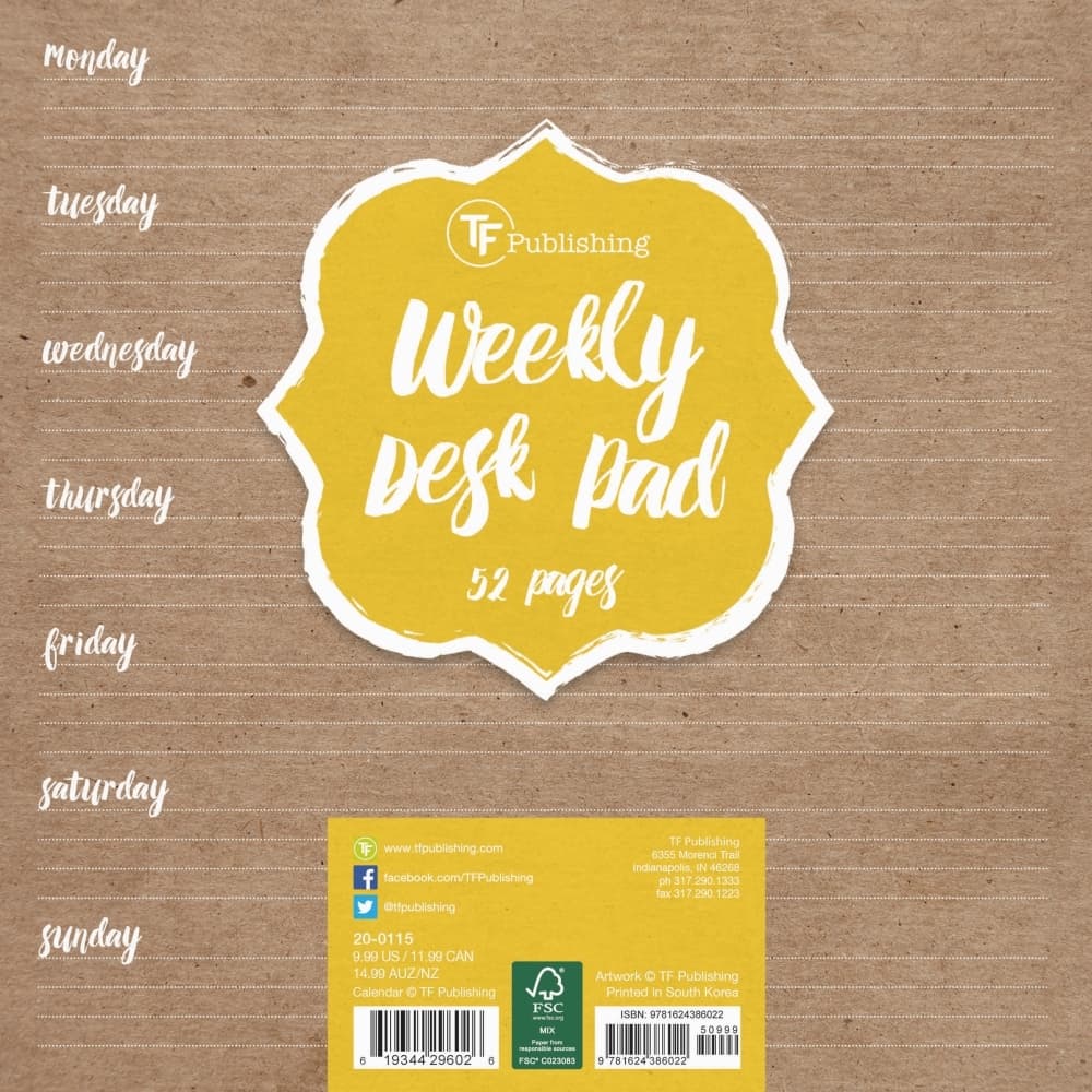 White Kraft Weekly Deskpad