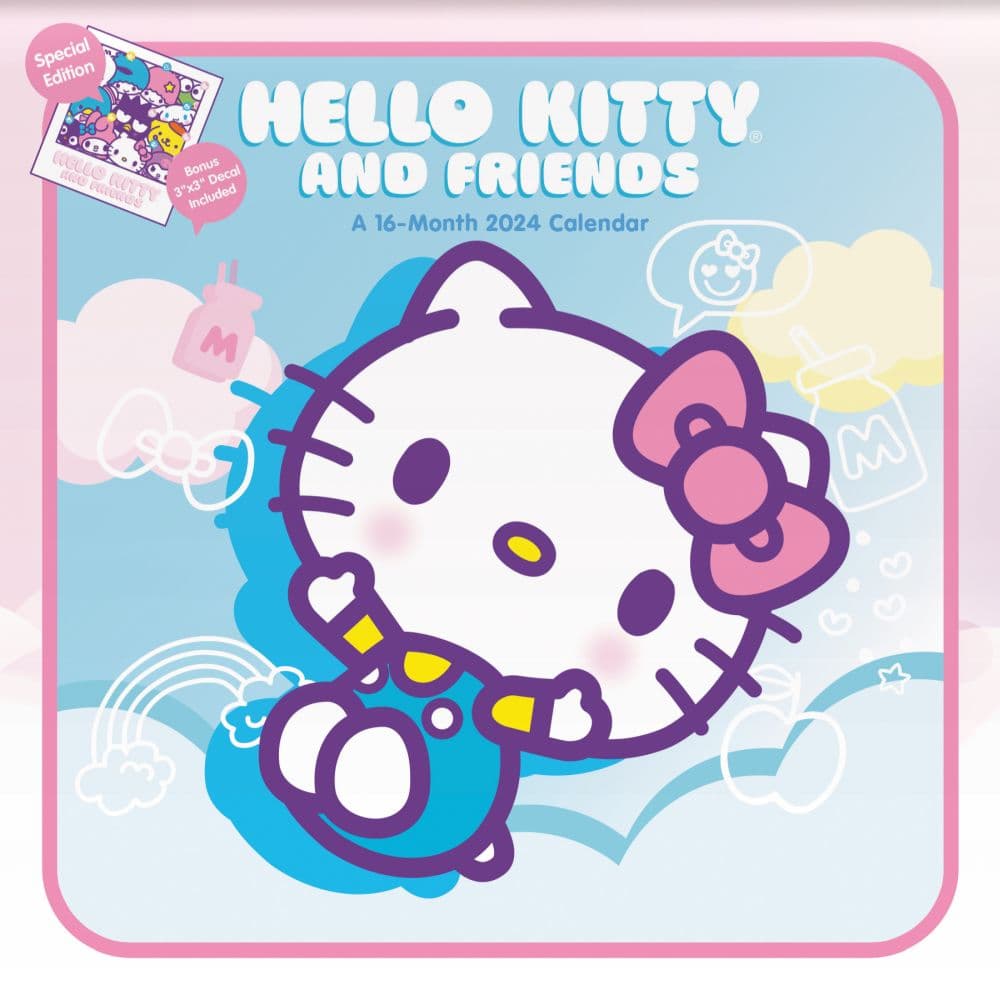 Hello Kitty Exclusive with Decal 2024 Wall Calendar Main Product Image width=&quot;1000&quot; height=&quot;1000&quot;