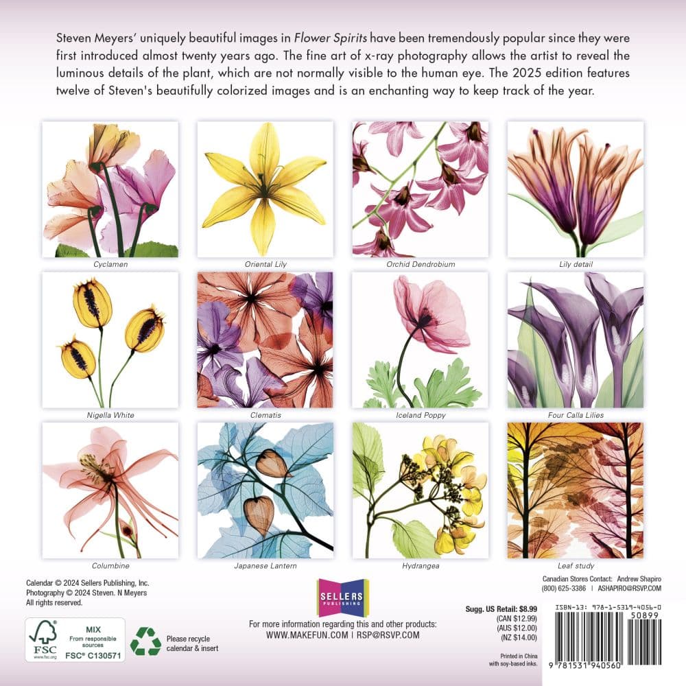 Flower Spirits 2025 Mini Wall Calendar