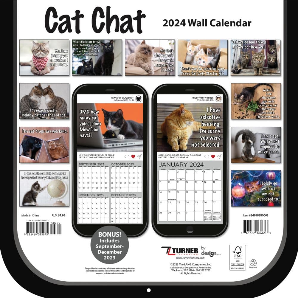 Cat Chat 2024 Mini Wall Calendar - Calendars.com