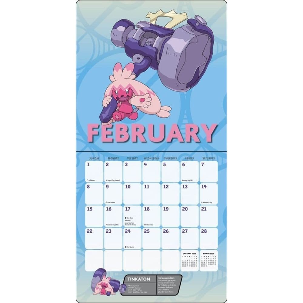 Pokemon 2026 Wall Calendar Second Alternate Image